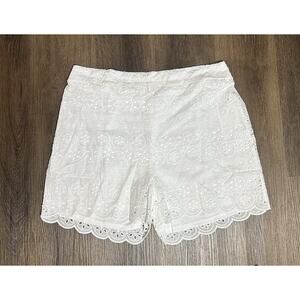 Parker & Rowe White Eyelet Lace Shorts Lined Summer Festival Elastic Waist Sz XL